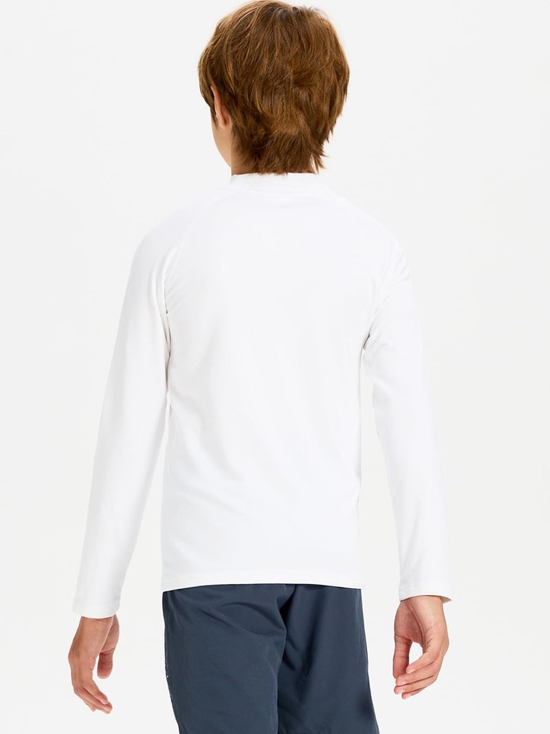 DEVOROPA Youth Boys Compression Thermal Shirts Long Sleeve Undershirt Fleece Baselayer Mock Top White L - Image 2